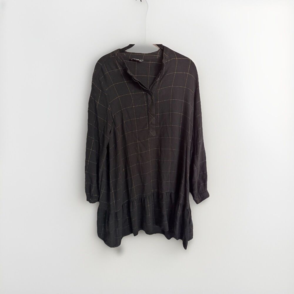 LC WAIKIKI Womens Tunic Plaid Black Dress Size 40, USA small